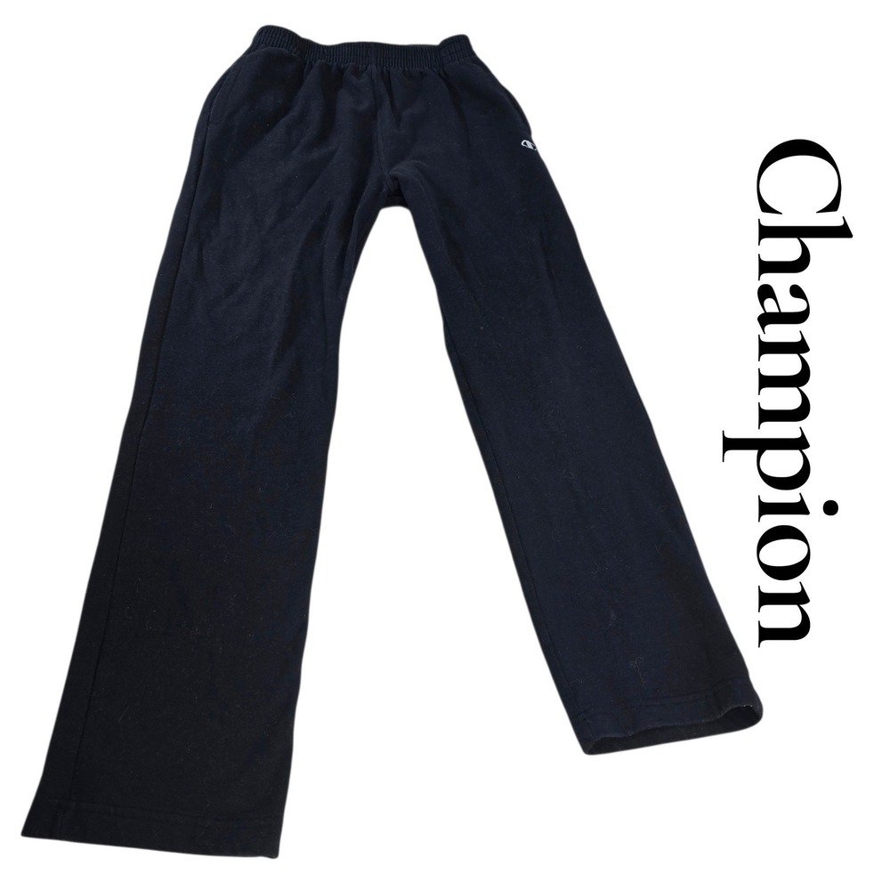 Champion Sweatpants Large Black Cotton Blend Athletic Fleece Lined Y2K Vintage